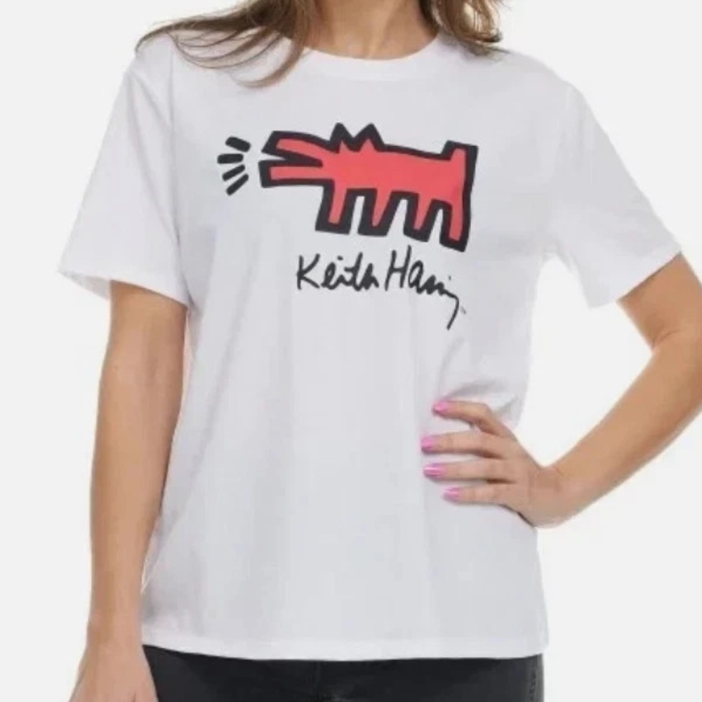 Keith Haring NWT Famous Barking Red Dog Graphic White T-Shirt Size S